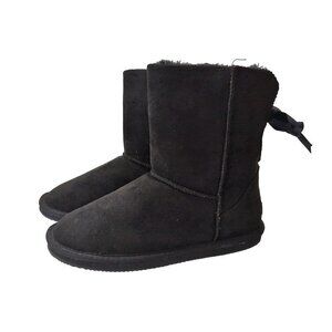 Apres By Lamo Ankle Boot Womens 8 Black Faux Fur Lined Slip On Vegan Flaw